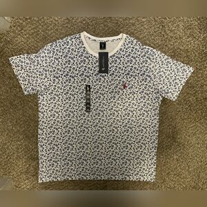 U.S Polo Assn Men's Floral Print Crewneck Short Sleeve Blue/White T-Shirt XXL